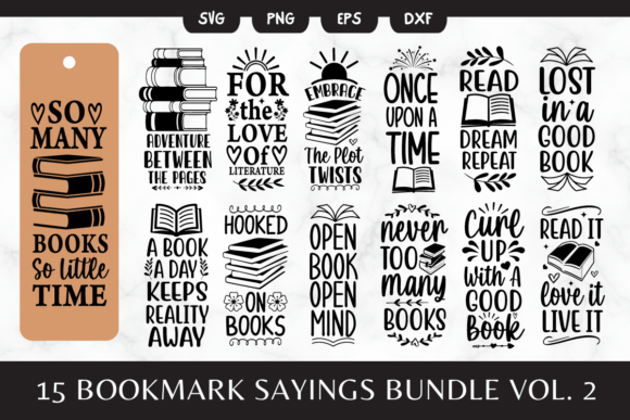 Download 15 Bookmark SVG | Book Lovers Sayings 2 - Love Collection