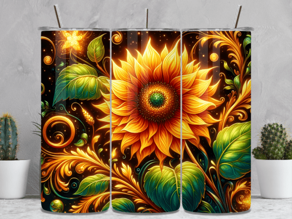Download Golden Glow Sunflower Leaves Tumbler - Gold Collection