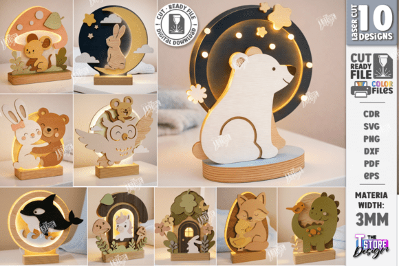 Download 3D Kids Night Light Laser Cut Bundle - Kids Collection