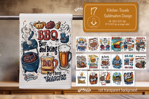 Download BBQ Kitchen Towel Bundle Sublimation Png - Kitchen Collection