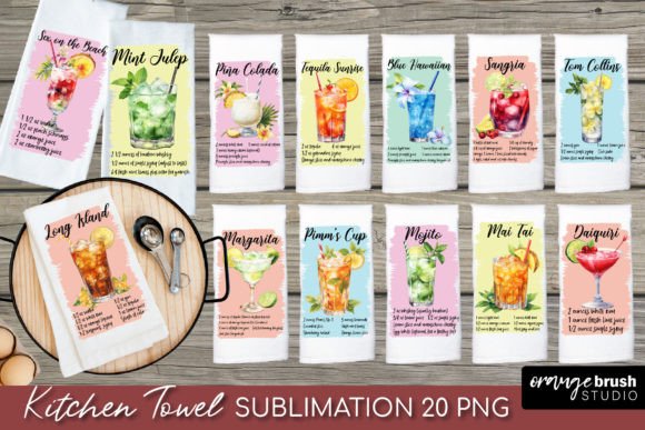 Download Kitchen Towel Cocktail Recipe PNG Bundle - Kitchen Collection