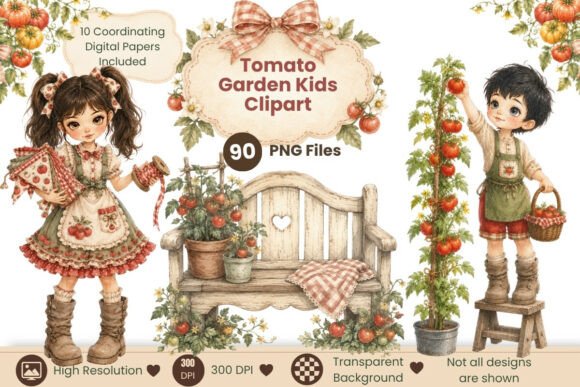 Download Tomato Garden Kids Clipart Bundle - Kids Collection