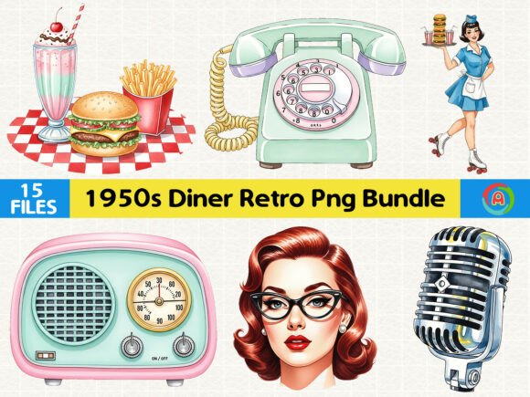 Download Retro Restaurant Clipart Pack 1950s - Restaurant Collection