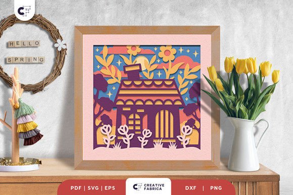 Download Home in the Spring 3D Shadow Box - Premium Resources